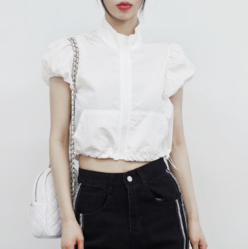 Amua Crop String Half Zip-Up